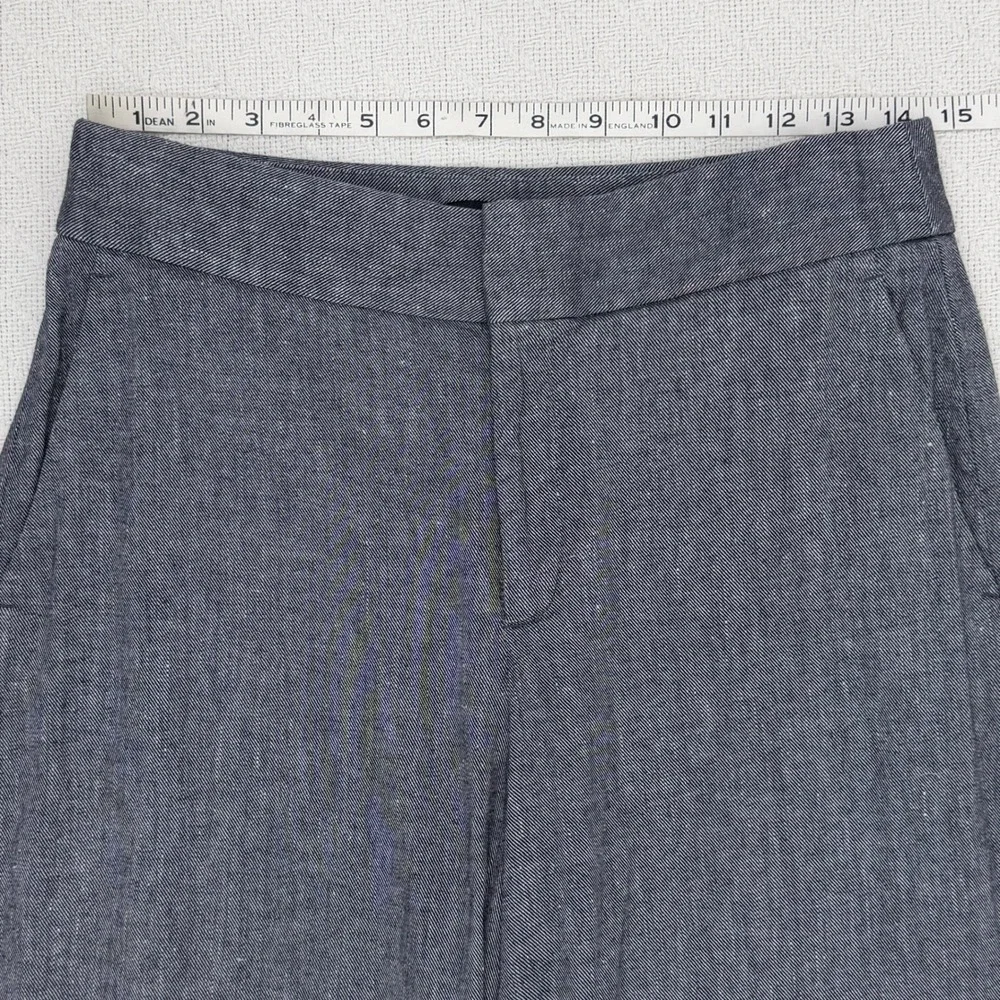 Banana Republic Womens High Rise Wide Leg Linen Blend Pants Preppy Navy Blue 4